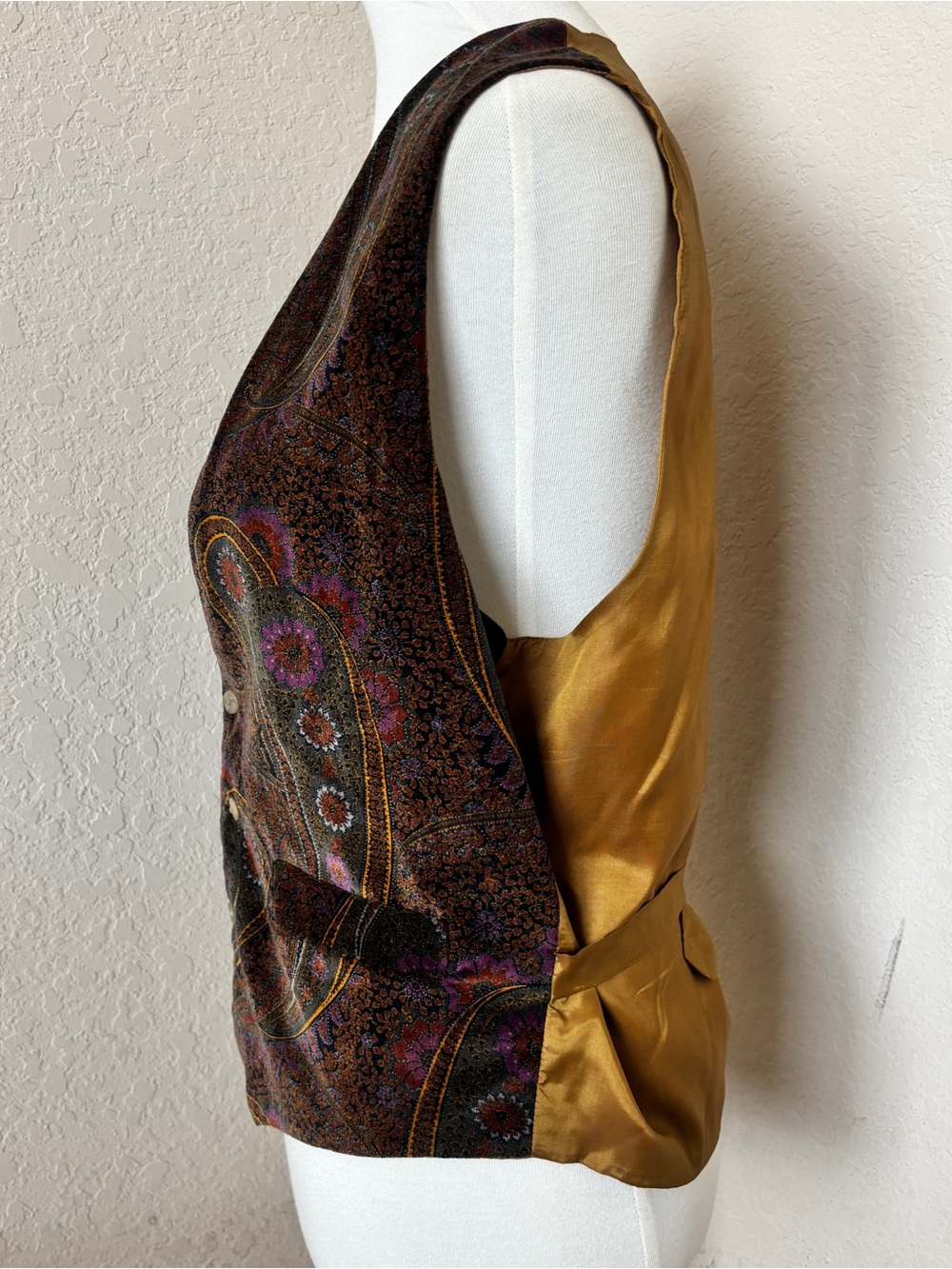 Genesis Unisex Boho Vintage paisley brocade vest Size Medium - Picture 4 of 7